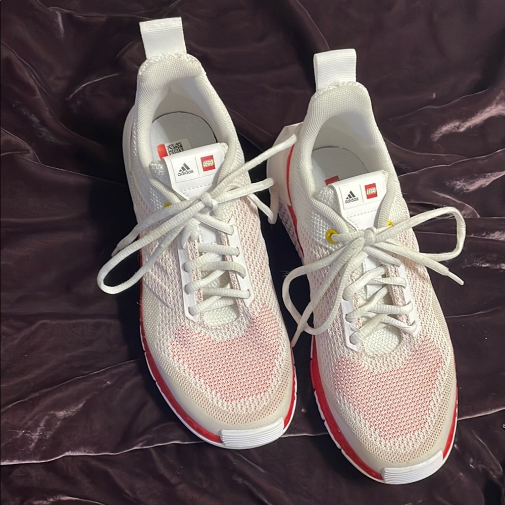 adidas LEGO White and Red Sneakers with Breathable Knit Upper
